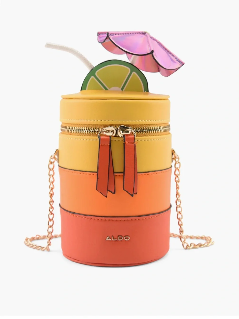 ALDO Kelliwith Cocktail Drink Chain Crossbody Zip Bag Purse